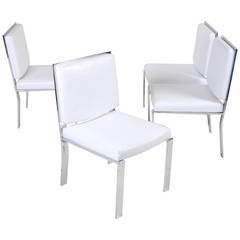 Milo Baughman Style Chrome and Vinyl Dining Chairs