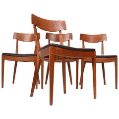 Set of Four Kipp Stewart for Drexel Walnut and Rosewood Dining Chairs