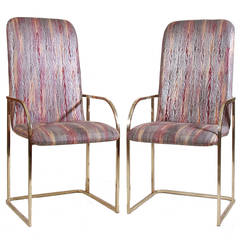 Pair of Brass Chairs by Milo Baughman for the Design Institute of America