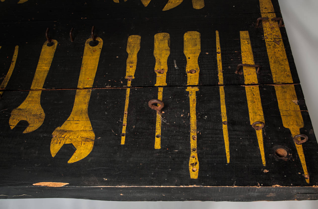 Folk Art Painted Tool Board For Sale