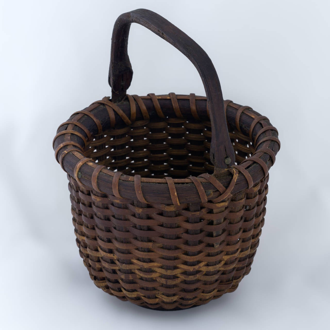 "One Egg" Nantucket Lightship Basket with Dark Patina