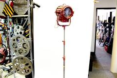 Mid-20th Century Cinema Spot Light, on Castered Stand, Re-electrified. ON SALE.