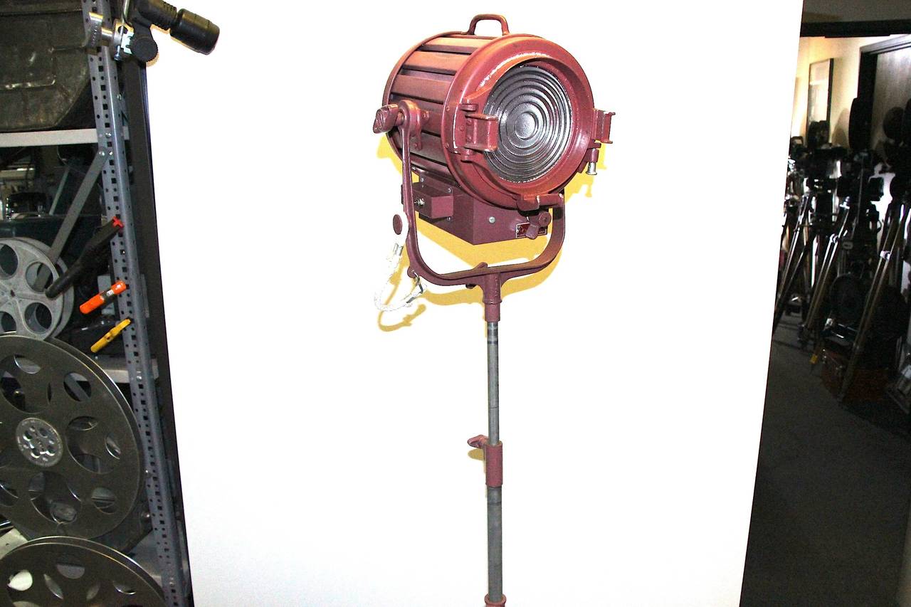 Mid-20th Century Cinema Spot Light, on Castered Stand, Re-electrified. ON SALE. 1