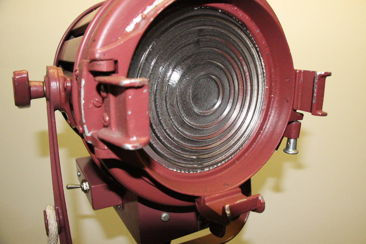 Mid-20th Century Cinema Spot Light, on Castered Stand, Re-electrified. ON SALE. 2