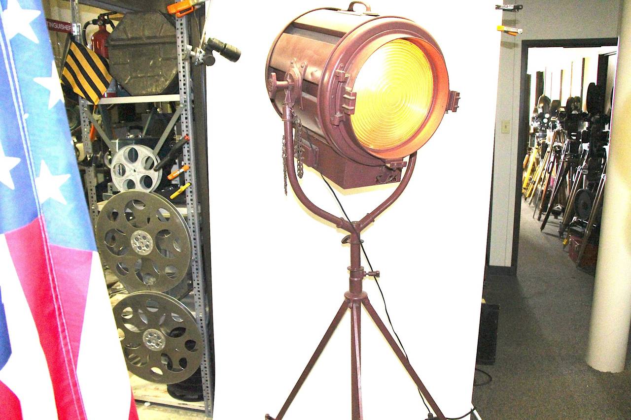 Machine Age Hollywood Studio 5000 Watt Floor Lamp Sculpture on Correct Castered Stand For Sale