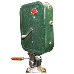 Vintage VitaScope Cinema Camera Hand Crank on Wood Tripod, circa 1931 as Sculpture