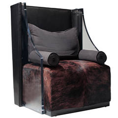 Brown and Black Brindle King of Spades Lounge Chair with Acrylic Panels