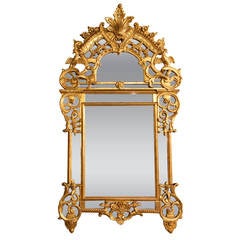 French 19th c Chinese chippendale style Giltwood Mirror