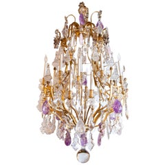 Large French Bronze Dore and Crystal Chandelier Palace size with rock crystal