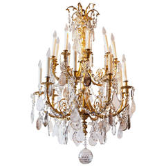 French Gilt Bronze Chandelier with rock and smoke Crystals 6