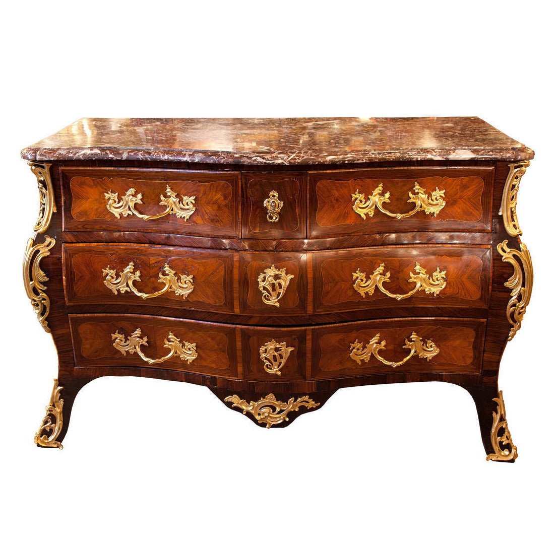 18th c. French Regency style  Commode / chest with ornate bronze dore mounts For Sale