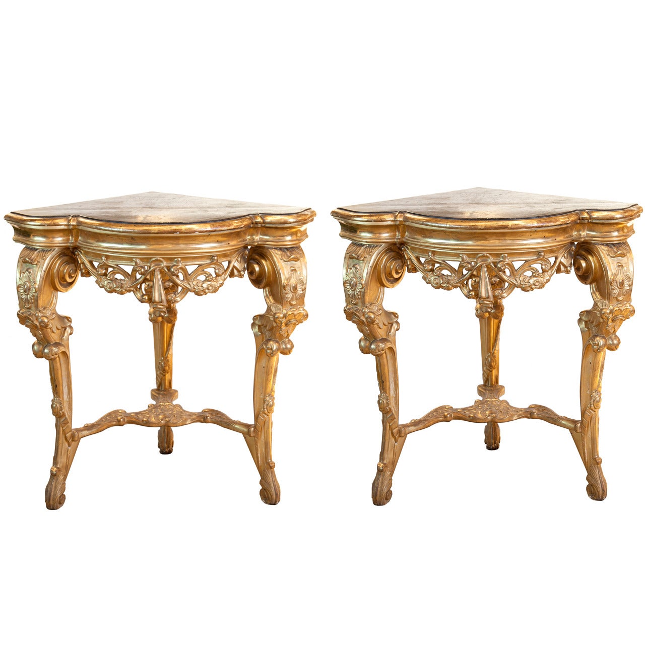 Italian 19th c Giltwood Corner Pedestals