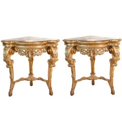 Italian 19th c Giltwood Corner Pedestals