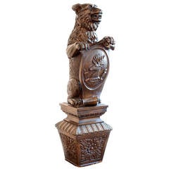Black Forest  wood Carved Statue of a Bear
