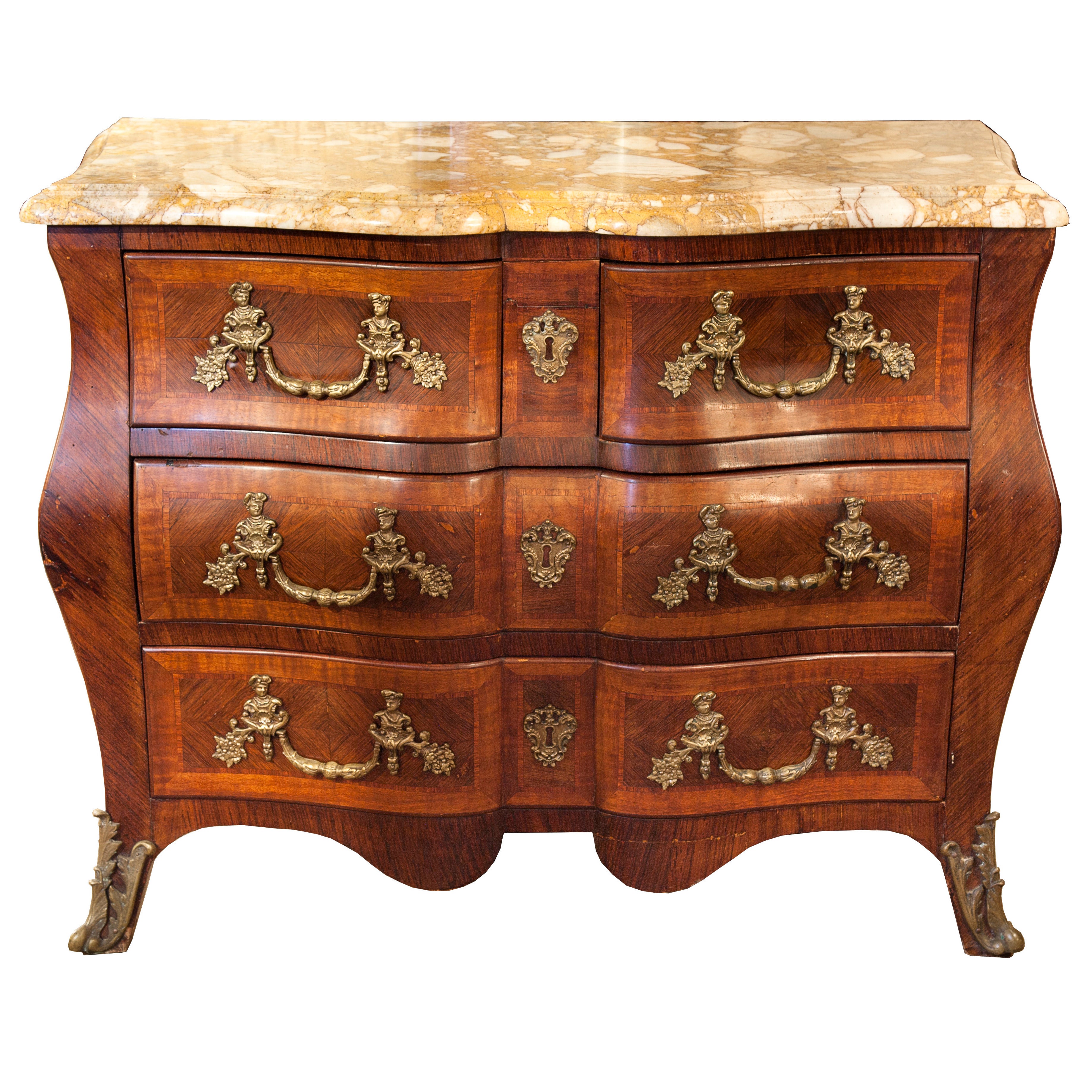 French Regency Commode/ chest ;18th Century with gold marble