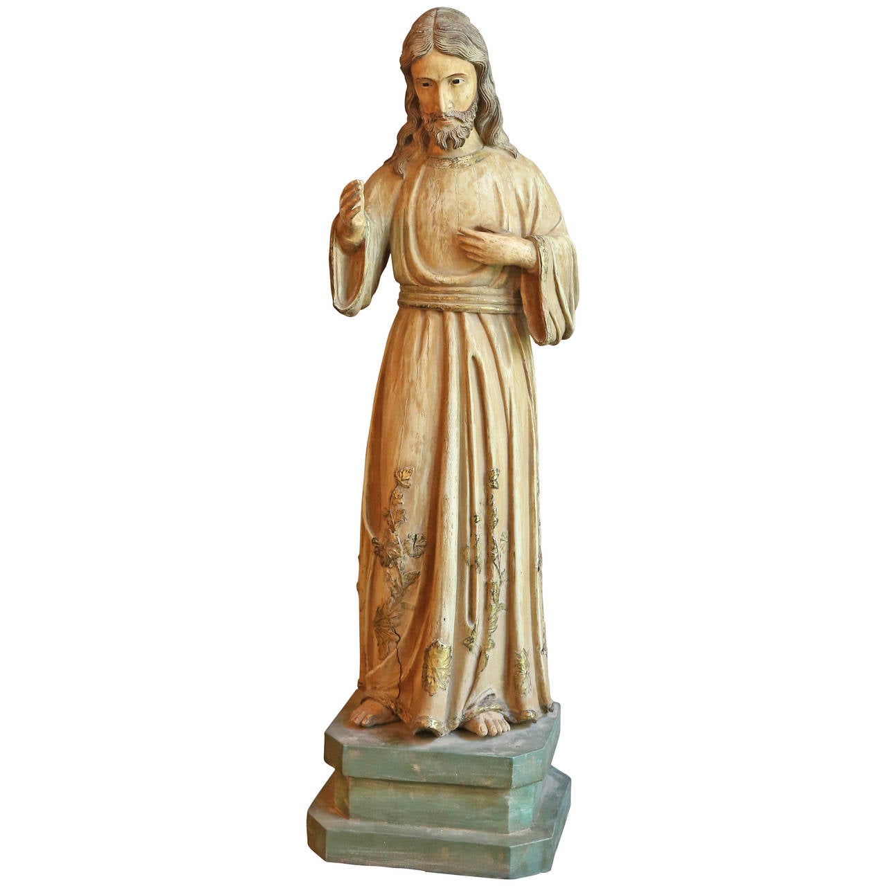 Carved Wooden Statue of Jesus at 1stDibs