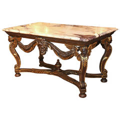Italian antique Center Table in Carved Walnut circa 1840