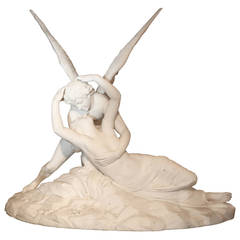 Large 19th Century Marble Statue of Psyche and Cupid