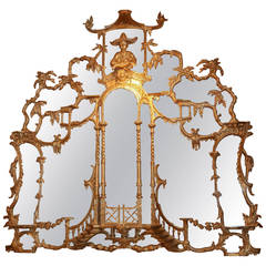 Chinese Chippendale Style Giltwood Mirror 1