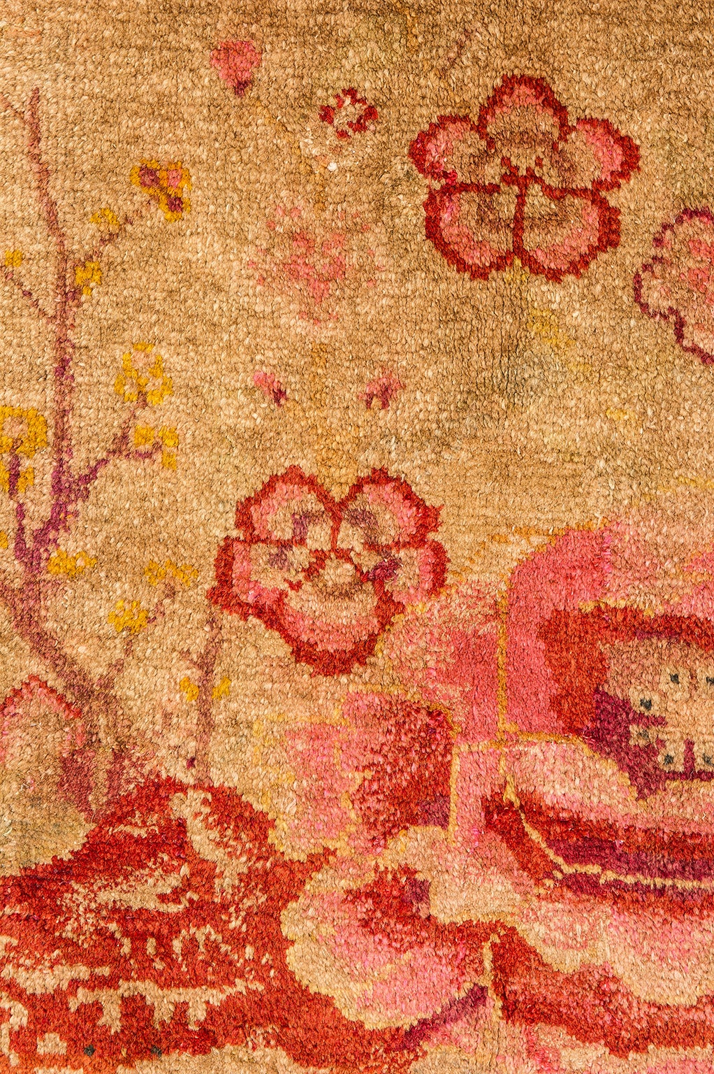 Wool Rare Sinkiang Chinese Old Carpet, 