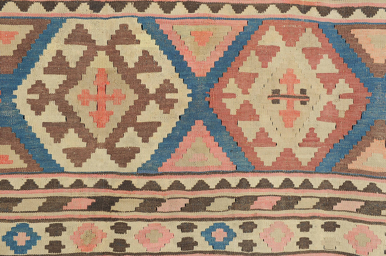 Caucasian Old Kilim Shirvan, Rare Pastel Colors