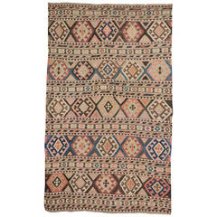 Caucasian Old Kilim Shirvan, Rare Pastel Colors