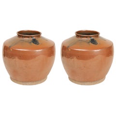 Chinese Old Glazed Terracotta Vases, Suitable for Lamps