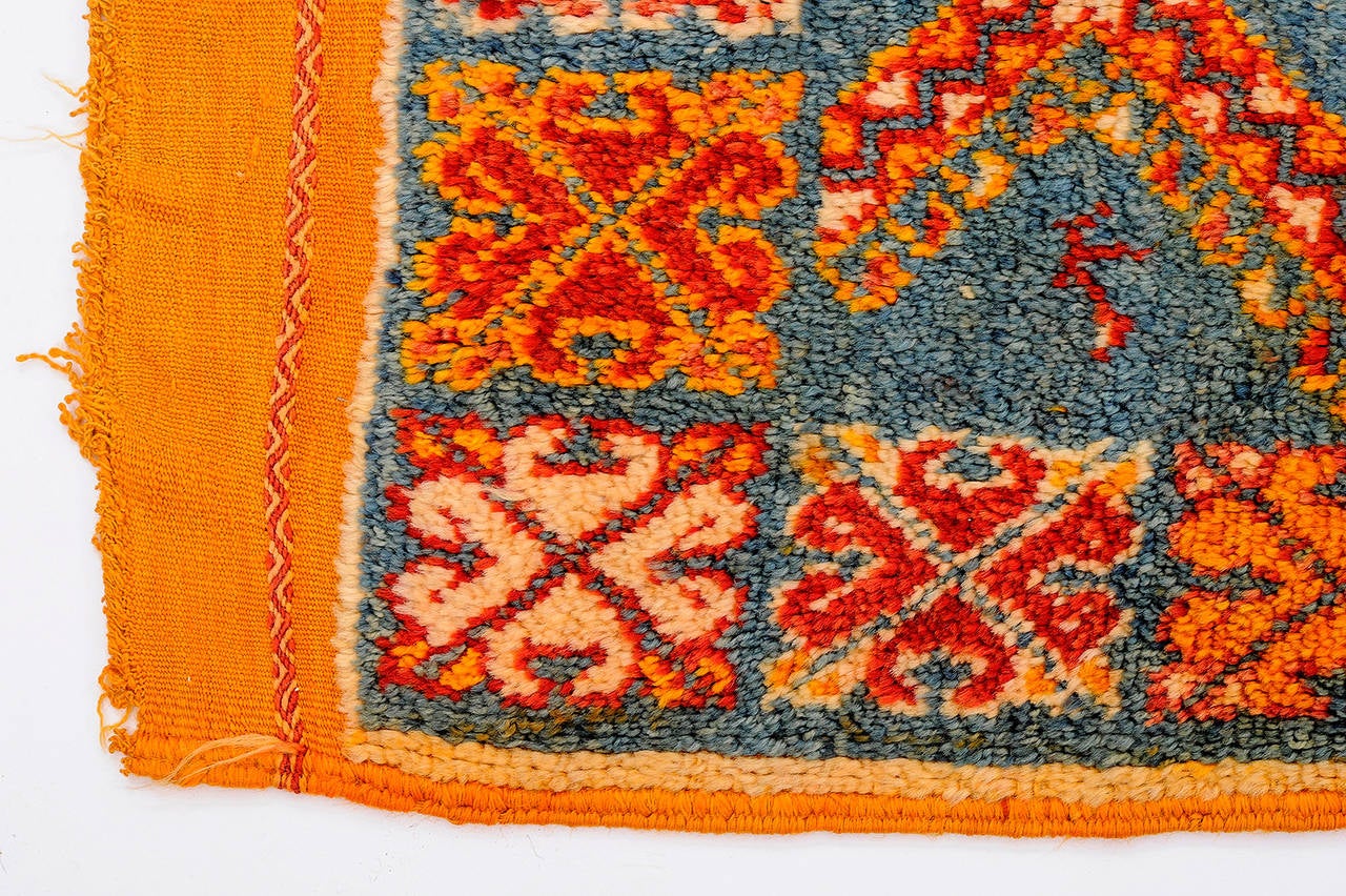 Moorish Light Blu  Moroccan Vintage Carpet For Sale