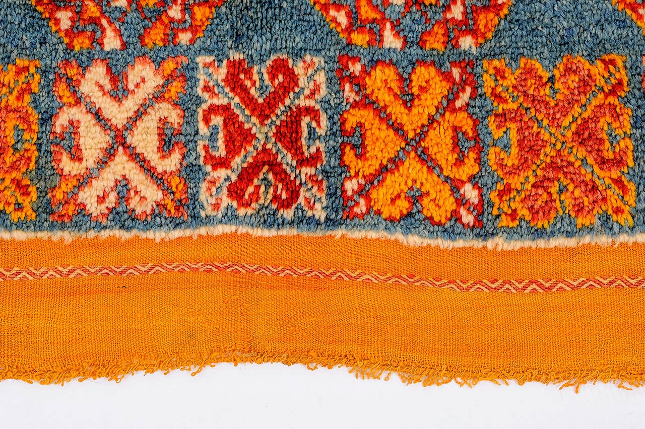 Hand-Knotted Light Blu  Moroccan Vintage Carpet For Sale