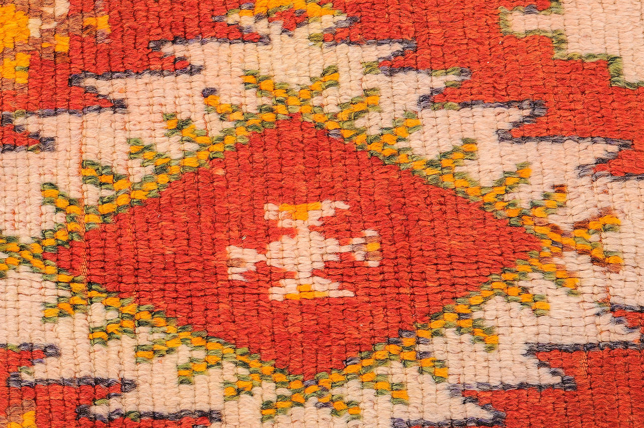 Hand-Knotted  Yellow and Red Vintage Ait Touaya Moroccan Rug -  For Sale