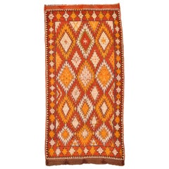  Yellow and Red Retro Ait Touaya Moroccan Rug - 