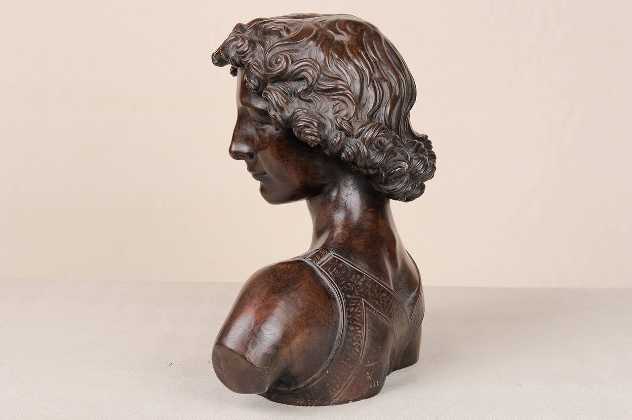 French Italian signed Terracotta Bust from Antique 