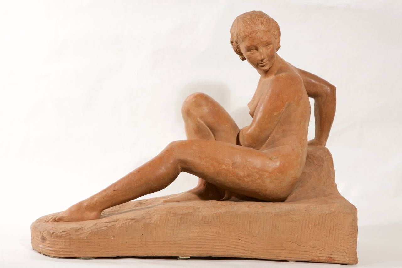 Terracotta nude - dated 2th April '43  and signed on the back. Discrete and elegant -
 Perfect in a beach house or in a ..bathroom !
O/5238 -