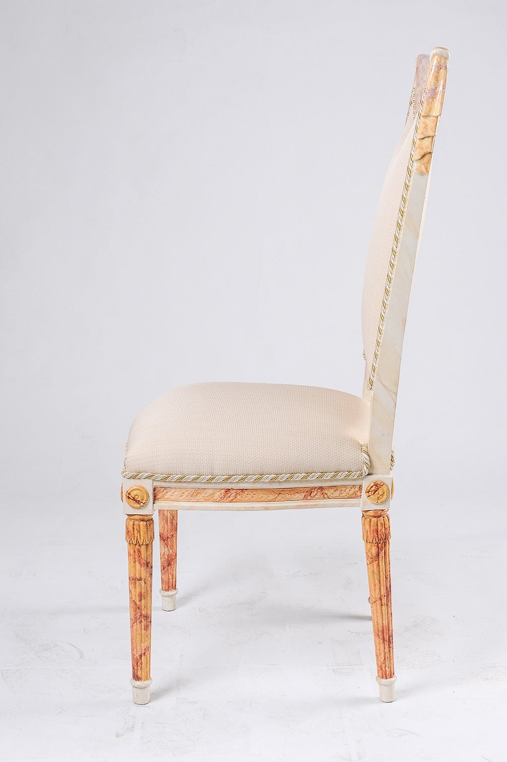 M/1040 -  Draped fanciful chair, from a Classical Roman imaginary model, - Hollywood Regency Style -
  May be a gift for the  birthday of a young girl or for a special lady !     
 It's a true sculpture, in wood lacquered and painted faux marble.
 