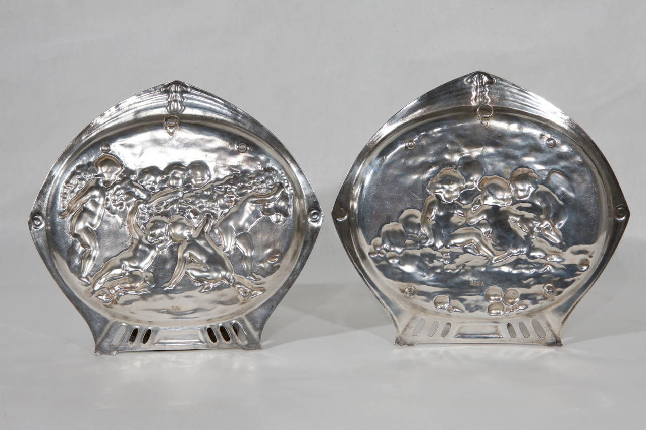 20th Century  WMF Post Trays or Little Plats with Putti For Sale