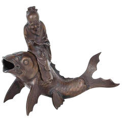 Antique Asian Figural Bronze Censer