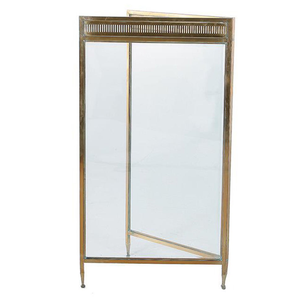Regency Style Brass with Glass Fire Screen