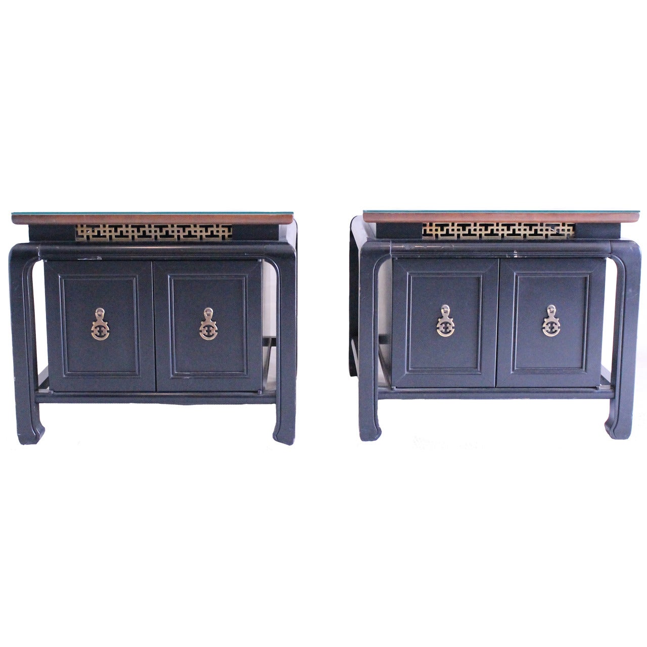 Pair of Black Low Bedside Tables