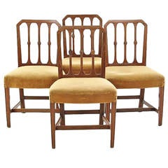 Set of Four Early 19th Century Carved Mahogany Chairs, Manner of Hepplewhite