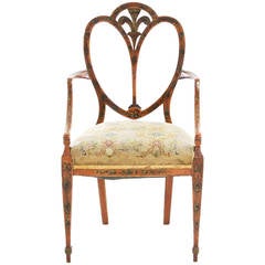 Early 19th Century Hepplewhite Painted Satinwood Armchair