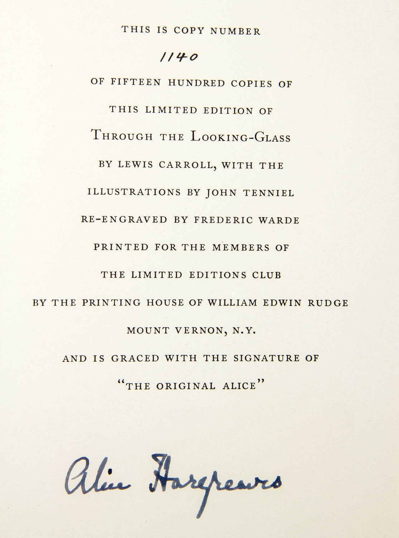 Alice's Adventures in Wonderland and Through the Looking Glass, Signed In Excellent Condition For Sale In New York, NY