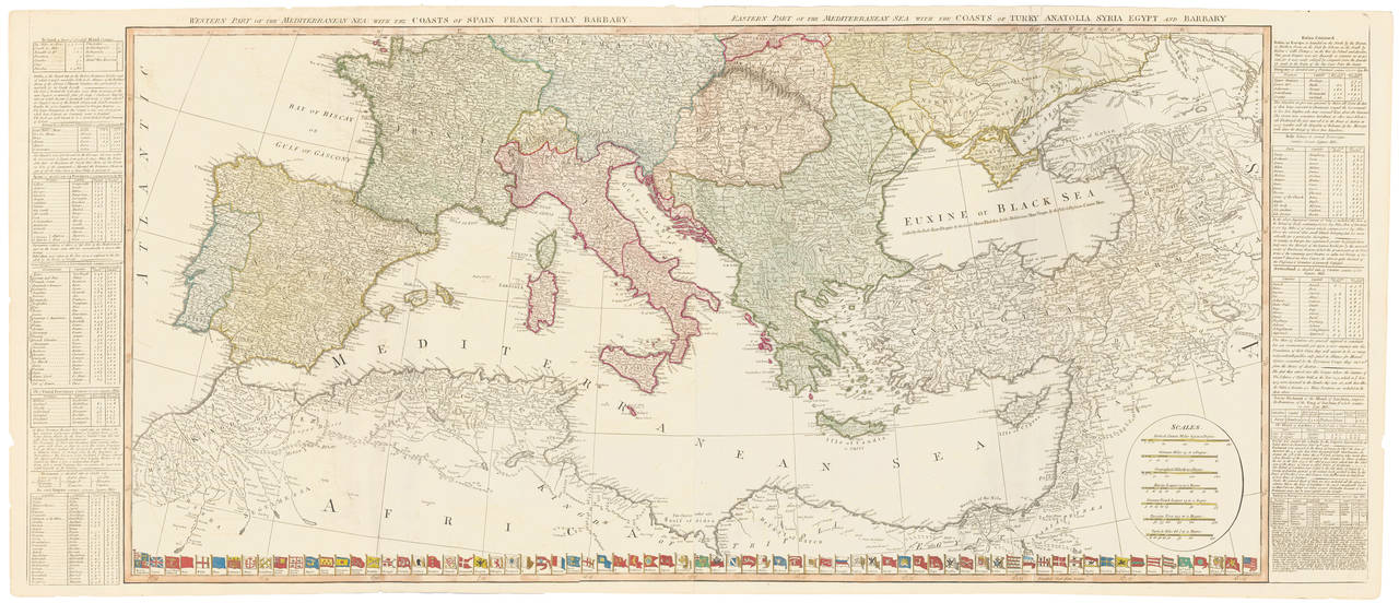Two-Part Large Hand-Colored Map of Europe from 1798 In Good Condition For Sale In New York, NY