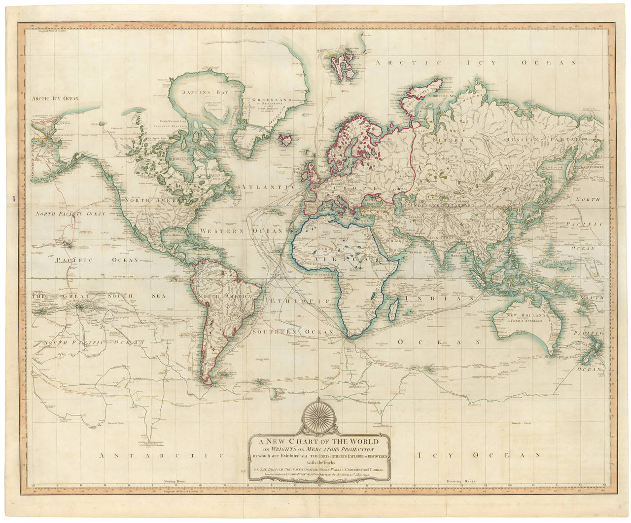 Hand-Colored Map of the World from 1794 3
