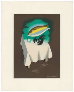 Maison Prunier Menu Card by A.M. Cassandre, 1934
