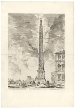 Obelisco Egizio (Egyptian Obelisk) from Vedute di Roma Etching by Piranesi