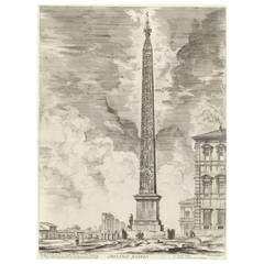 Obelisco Egizio (Egyptian Obelisk) from Vedute di Roma Etching by Piranesi