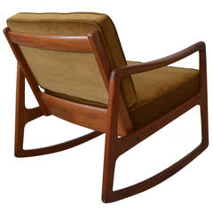 Vintage Danish Modern Teak Rocking Chair by Ole Wanscher