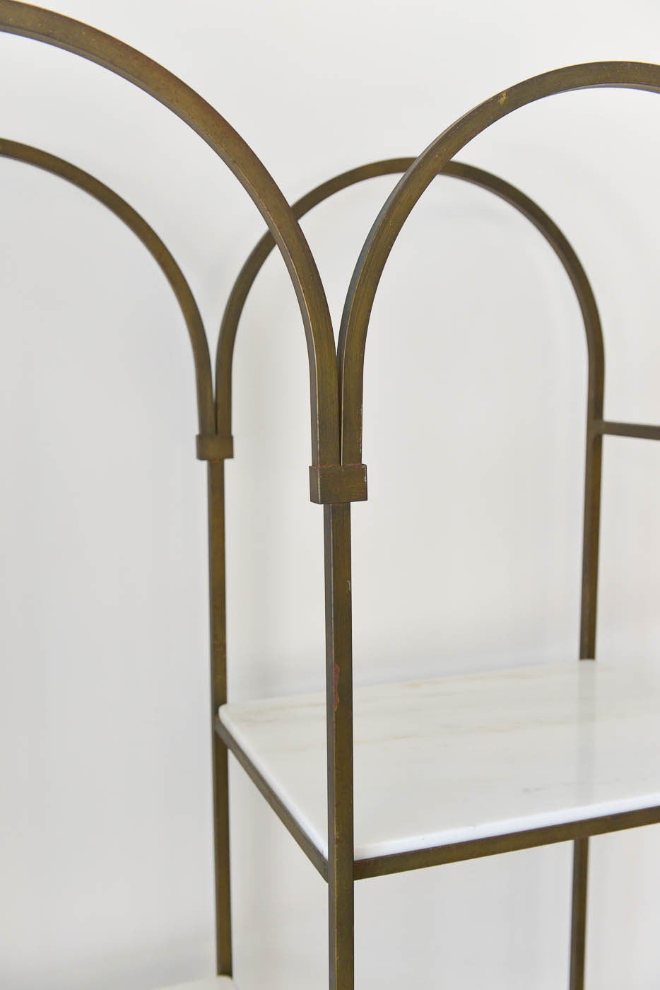 Frederick Weinberg Iron and Marble Etagere In Excellent Condition In Costa Mesa, CA