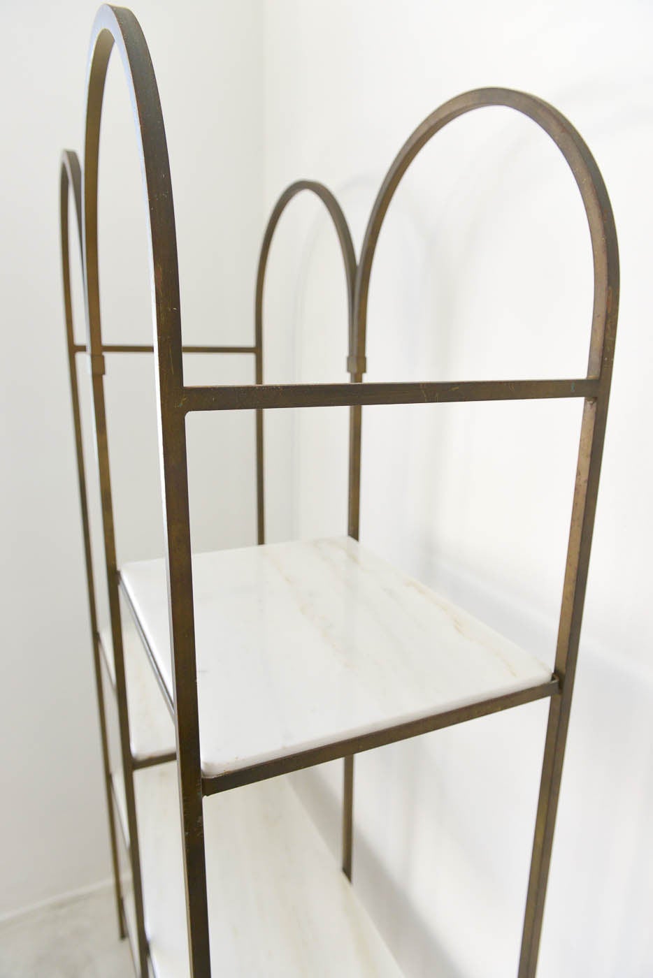 Late 20th Century Frederick Weinberg Iron and Marble Etagere