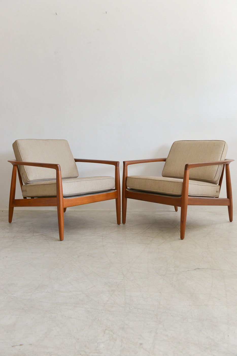 Danish Sculpted Lounge Chairs by Folke Ohlsson for Dux